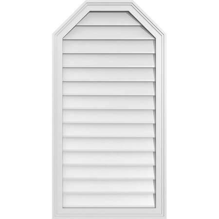 Ekena Millwork Octagonal Top Surface Mount PVC Gable Vent w/ 2"W x 1-1/2"P Brickmould Frame, 22"W x 42"H GVPOT22X4202SN